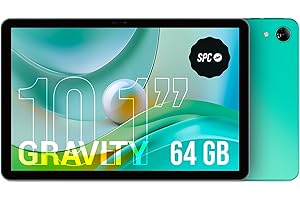 SPC Gravity - Tablet 10,1 pollici HD colore menta | Octa-Core, 4 GB di RAM e 64 GB di memoria espandibile | 9,5 ore di durata della batteria | Controllo genitori Google Family Link | Androide 14