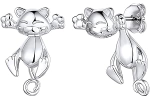 ChicSilver Boucles d'oreilles Animaux Argent,Clou Puces doreilles Chat/Cerf/Chien/Hérisson/Souris Bijoux Boucle d’oreille Mignon Hypoallergénique pour Enfant Fille Femme (Boîte Cadeau)