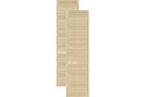 DecoMeister Puerta de Lamas Tipo Persiana de Lumbrera de Celosía de Madera Maciza de Pino para Armarios Frente de Mueble con Listones Abiertos de Dimensiones 494x2013 mm Juego de Dos Piezas