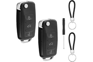 Getyjoe Carcasa de Llave de Coche 3 Botones Carcasa Mando Llave Mando a Distancia para Coche Compatible con VW Jetta Golf MK6 Passat Beetle Skoda Octavia Tiguan Beetle Seat Polo B5 (2 Paquetes)