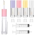 4Pcs Lip Gloss Tubes, 6ml Empty Lip Gloss Tubes with Wand Refillable Lip Gloss Containers with Rubber Stoppers Lip Balm Bottles for DIY Lipgloss (4 Colors)