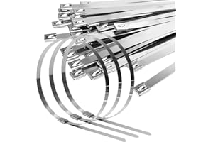 HWSWSH 30 Pcs 500mm×100mm Bridas Metalicas bridas de metal Bridas de Acero Inoxidable para Fijación de Tuberías Reparación de Cercas y Atado de Cables Resistente y Fuerte para Coche Interior Exterior