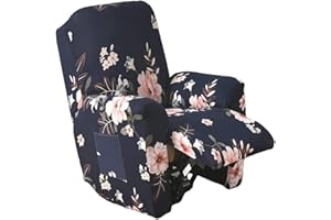 YEKUHE 1 posto Copripoltrona Relax Reclinabile Elettrica con Braccioli Completo 4-Pezzo Fodera per Poltrona Elasticizzato con Tasche, Minimalismo Coprisedile Poltrona Lavabile Antiscivolo Copripoltrona ( Col