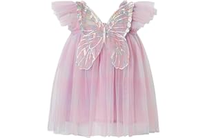 KAKU NANU Vestito Neonata Elegante Farfalla 6 Mesi-5 Anni Regalo Rosa Neonata Femmina