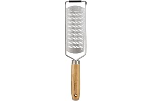 Culinare Naturals C70001 Rallador de Cocina Fino, Bambú Sostenible/Acero Inoxidable, 30cm x 7cm, Zester/Rallador Manual de Queso y Verduras con Mango