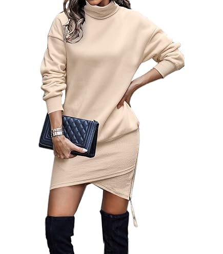 Namatime Gebreide jurk voor dames, kerstjurk, kerstpullover, rendierjurk, trui-jurk met sneeuwvlokpatroon, voor winter, vrije tijd, feest, zwart, XXL