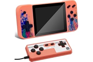 HIGOAL Handheld retro game console for kids, 3.5-inch LCD screen, preloaded with 800 classic retro video games, portable game console, mini arcade electronic toy gift for boys and girls (pink)
