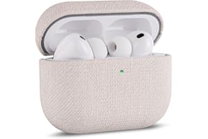 Haobobro [Wollstofftextur-Stil] für AirPods Pro 3 Hülle Case - Handgefertigt für AirPods Pro 3. Generation Hülle - Premium PU Leder AirPod Pro 3 Schutzhülle Woolen Fabric Cloth Style - weiß