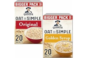 CLEVERRY Set Clevvery flocons d’avoine Quaker Oat so Simple Porridge Original 20 sachets x 27 grammes et Golden Syrup 20 sachets x 36 grammes, instant Oatmeal pour un délicieux petit-déjeuner