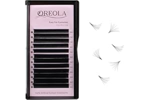 Oreola 0.07C 10-15 mm Pestañas de volumen, 2D-20D Easy Fan Lashes Extensiones de pestañas de volumen, Pestañas de flores automáticas Negro mate 3D Faux Mink Lashes