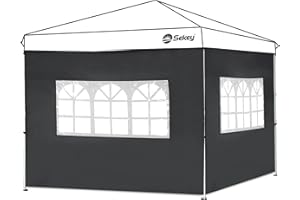Sekey 2 Seitenteile Seitenwände für Pavillon 3×3m, Wasserdicht für Festzelt, Partyzelt (2 Fenster, Schwarz)