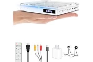 Maite Mini lecteur DVD portable, régions gratuites avec port HDMI 1080p / sortie AV, NTSC/PAL, lecteur DVD pour TV avec câble AV/HDMI/lecture USB, télécommande et support sans support blueray