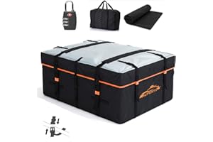 AUPERTO 538 Litres (20 Cubic Feet) Car Roof Top Carrier Bag - Heavy Duty RoofBag with External Non-Slip Mats/Lock for All Cars with/Without Rack, Includes Carry Bag