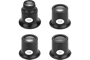 EEEKIT Lente di ingrandimento 5x 10x 15x 20x per Lente d'ingrandimento Orologiaio,strumento per riparazioni,Occhiali,Gioielli,Oculare,per Gioielli,Diamanti, Monete