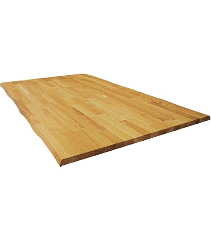 Plateau Table Chêne Massif 100x60x2 Cm - Bord Vif - Higsose