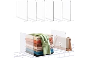 URHELP 6 Stück Transparente Acryl Trenner Schrank, Multifunktionaler Abnehmbare Trennwand, 30x20cm Laderaumteiler, Kleiderschrank Trenner für Schlafzimmer Küche Schränke und Organisation