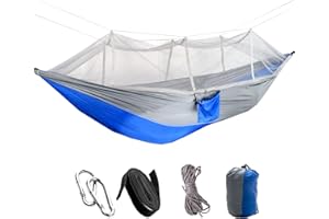 FOGARI Hamak do użytku na zewnątrz, z moskitierą, ultralekki hamak kempingowy, nośność 300 kg, oddychający i szybkoschnący, nadaje się do użytku na zewnątrz, na kemping, podróż, 260 x 140 cm,