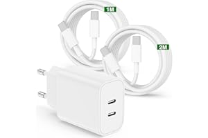 SUSNWERE Caricatore Rapido iPhone 16 15 Apple Original,Certificato MFi 20W Duale Caricabatterie USB C e Cavo USB C to USB C 1M+2M Alimentatore a Ricarica per iPhone 16 15 Pro Max/16 Plus/iPad Pro 12.9