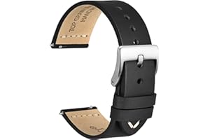 WOCCI Démodé Bracelet de Montre, Cuir de Grain Supérieur, Fil Ciré Français, Dégagement Rapide, Boucle en Acier Inoxydable, Bracelets de Rechange pour Homme 17mm 18mm 19mm 20mm 21mm 22mm 24mm