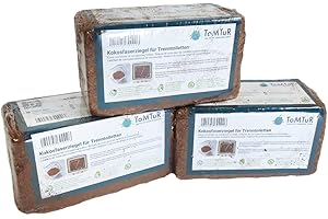 ToMTuR Podkład do toalet oddzielających, cegieł z włókna kokosowego, substrat kokosowy do toalety kompostowej (3 sztuki)