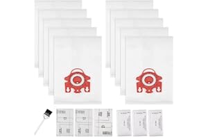 Covienapp 10 Pack Hoover bags for Miele Compatible with Compact C1 Compact C2 Complete C1 S241 S290 S300i S500 S700 S4 S6 Series FJM Hoover bags (10 Bags+6 Filters+1 Brush)