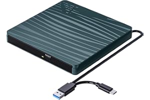 QDSYLQ Lettore CD DVD Esterno per PC Portatile USB 3.0, Slim USB C CD DVD RW Masterizzatore CD Esterno per Macbook, Desktop, PC, Laptop, Compatibile con Windows 11/10/XP/8/7/Vista/Linux/MacOS, Verde Alpino