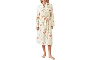 Xeadoffubio Damen Bademantel Flanell Cartoon Muster Morgenmantel Flauschig Kimono Robe Fleece Bademantel Mit Bindegürtel Warme Langarm Reverskragen Bademantel Kuschelige Cardigan Cardigan Loungewear