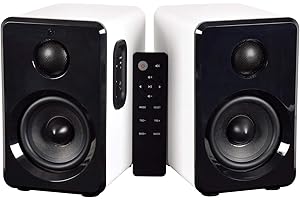 AV LINK AV:Link | Powered Bluetooth Bookshelf Monitors With Wireless Remote Control | White