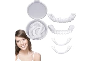 EXQUIMA 2 PCS Instant Veneers Dentures, Fake False Teeth Clip in Veneers Teeth Whitening Cosmetic Temporary Tooth Set with Box, Tooth Repair Kit, for Temporary Use, Travel, Giving You a Confident Smile