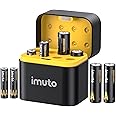 imuto Rechargeable 4 AAA and 4 AA Batteries Lithium with Charger,8 Pack 1.5 V Triple A Double A Batteries Rechargeable, Long Lasting Lithium Battery with Integrated Charging Storage Box(4AAA+4A)