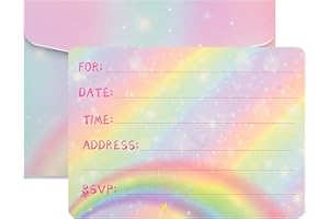 FALAFOTY Rainbow Butterfly Party Invitation 12PCS Party Invitation Card, Party Supplies with Envelopes for Girls Boys Birthday Baby Shower, Invitation Letter Birthday Party Invitation Card (Rainbow)