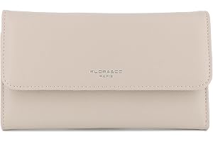 flora & co - Portefeuille Femme Rabat Tout-en-Un - Porte-chéquier Porte-Cartes Monnaie 3 en 1 - Compagnon Zippé 3 Volets Grande Capacité Fourre-Tout - Original Mode Tendance - Beige Taupe