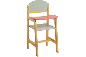 JC Toys- Trona de Madera, para muñecas de hasta 45 cm, Ideal para Jugar y divertirse, Bandeja integrada, diseño Multicolor, Colores Pastel, +3 años