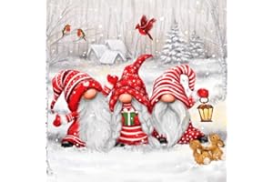 SERVIETTENSHOP Lot de 20 serviettes de table en papier avec motif de nain de Noël - Pour l'hiver - Pour le découpage - 33 x 33 cm