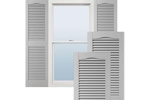 Ekena Millwork Lifetime Vinyl LL1S12X05200PG, Klapp-Fensterläden, Kathedralendesign, offene Lamellen, Montagezubehör, Verschlüsse, passende Schrauben (pro Paar), 30,5 x 132,1 cm (B x H), lackierbar