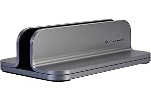 NOVA WAVE Aluminum Laptop Vertical Stand - Stylish and Sturdy Laptop Holder for MacBook, Dell, HP, ASUS, Lenovo, Microsoft, Huawei, ChromeBook, and Gaming Laptops - Space Saving Design - Space Gray