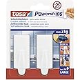 tesa Powerstrips Hooks Large TREND - Removable Self-Adhesive Wall Hook for Glass, Tiles, Wood, Plastic and Other Surfaces - White - Holds Up to 2 kg