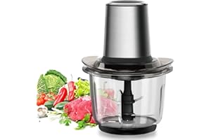 WAWORIO Zerkleinerer, Elektrischer Zerkleinerer Multizerkleinerer Universal mit 1,5L Edelstahlschüssel, 2 Geschwindigkeitsstufen Bremsfunktion für Fleisch, Obst, Gemüse und Babynahrung, Silber