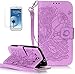 Produktbild Samsung I9300 Galaxy S III/S3 Neu Design Hülle mit Panzerglas,ISENPENK Original Flip Bookstyle Cover Wasserdicht Shockproof Anti Slip Protection Stoßfest Leather Case mit Standfunktion,3D Rose Muster Pattern Wallet Case mit Intern Karte Schlitz,Anti-Sturz Stoßdämpfend Magnetic Closure Handygürtel Wallet Tasche Schutzhülle Leathertasche für Samsung I9300 Galaxy S III/S3 4.8Zoll-[Rose pattern,lila]+Panzerglas/Schutzfoile/Displayschutzfolie
