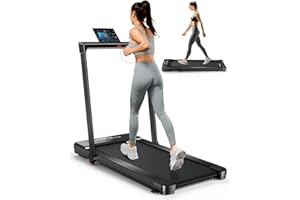 Jupgod Under Desk Treadmill, 3.0HP Folding Treadmill Walking Pad, Installation-Free with LED Touch Screen and Wide Running Belt, 1-12 km/h