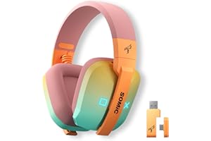 SOMiC G810 Wireless Headset 2.4G Low Latency Headset for PC PS4/5 Laptop, Bluetooth 5.2 Wireless Headphones with Built-in Mic, 50H Playtime, RGB Light (For Xbox Only Work in Wired Mode)