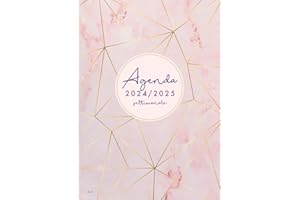 2024 2025: Agenda settimanale 2024-2025 A5 da Luglio 24 a Dicembre 25 vista verticale, marmo rosa elegante
