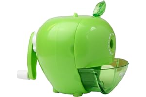 EMARTBUY Emart Apple Shaped Table Pencil Sharpener – Manual Fruit Design with Handle and Shaving Catcher for Kids - Green
