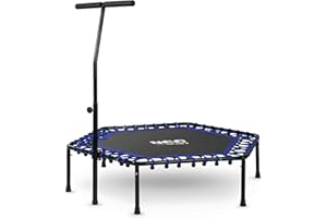 ‎NEO-SPORT Neo-Sport Trampolina fitness, mała, z uchwytem mocującym z regulacją wysokości, mini trampolina dla dorosłych, średnica 127 cm, do 100 kg, do użytku wewnątrz i na zewnątrz