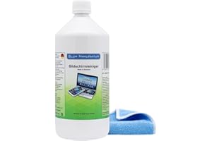 ‎BLUM MANUFAKTUR Blum Manufaktur Bildschirmreiniger 1x 1000 ml Nachfüllflasche + 30x30 cm Mikrofasertuch supersoft 365GSM - Screen Cleaner - Display Reiniger