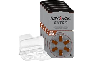 EWANTO 60 Rayovac Extra Advanced Talla 312-10x 6 Blister de Pilas para audífonos PR41 Braun 24607 + Caja para 2 Pilas para audífonos, Caja para pilas de botón de hasta 12 mm x 6 mm (diámetro x altura)