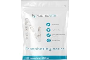Phosphatidylserin 180 Kapseln - 300 mg Tagesdosis - Cortisol Blocker für Cortisol Senken - 100 mg pro Kapsel - aus Soja - Unterstützt Stressbalance, Gedächtnis, Konzentration & Lernen | Nootrovita