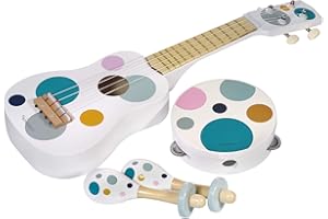 Kindsgut Ensemble d'instruments de musique avec hochet et tambourin Couleurs discrètes et modernes Matériaux respectueux de l'environnement Sans polluants