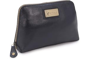 CATWALK COLLECTION HANDBAGS Catwalk Collection - Bolsa de Cosméticos/Maquillaje/para Viaje - Cuero Vintage - Emma - Negro