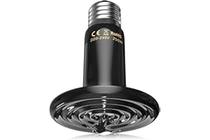 GlowUp 250W Reptile Heating Lamp, E27 Ceramic Infrared Tortoise Lamp, AC220-240V No Light Emitting Heat lamp for Reptiles, Black Ceramic Heat Lamp for Lizards, Turtles, Snakes, Pack of 1